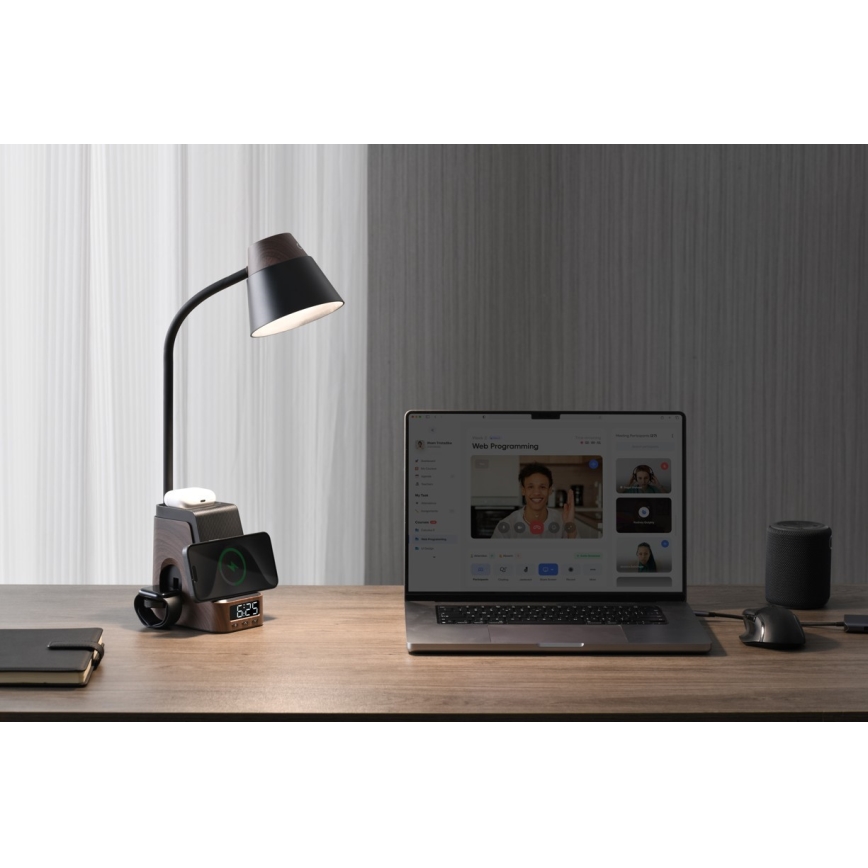 LED+CCT Dæmpbar bordlampe med trådløs Qi-opladning IDEAL LED/8W/230V 2700/4000/5000K brun