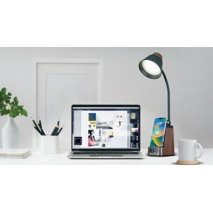 LED+CCT Dæmpbar bordlampe med trådløs Qi-opladning IDEAL LED/8W/230V 2700/4000/5000K brun