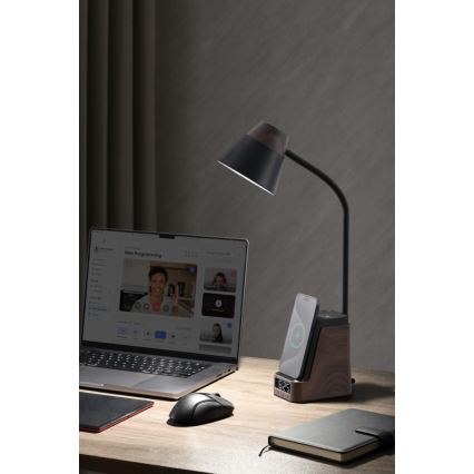 LED+CCT Dæmpbar bordlampe med trådløs Qi-opladning IDEAL LED/8W/230V 2700/4000/5000K brun