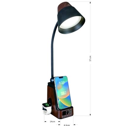 LED+CCT Dæmpbar bordlampe med trådløs Qi-opladning IDEAL LED/8W/230V 2700/4000/5000K brun