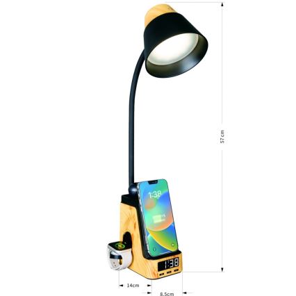 LED+CCT Dæmpbar bordlampe med trådløs QI-opladning IDEAL LED/8W/230V 2700/4000/5000K beige