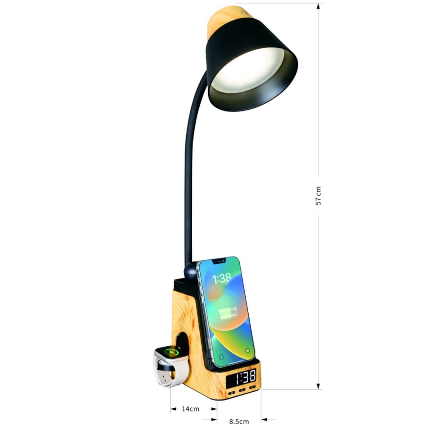 LED+CCT Dæmpbar bordlampe med trådløs QI-opladning IDEAL LED/8W/230V 2700/4000/5000K beige