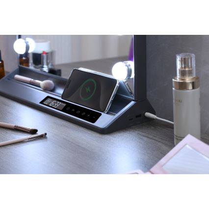 Dæmpbart LED-makeup-spejl HOLLYWOOD LED/18W/230V 3000/4200/6000K grå