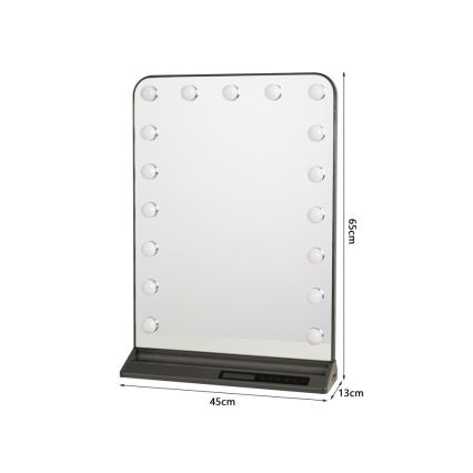 Dæmpbart LED-makeup-spejl HOLLYWOOD LED/18W/230V 3000/4200/6000K grå