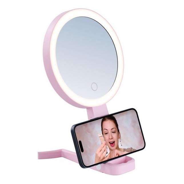 Immax 09102L - LED+CCT Dæmpbart kosmetikspejl SWEET LED/3W/5V rosa