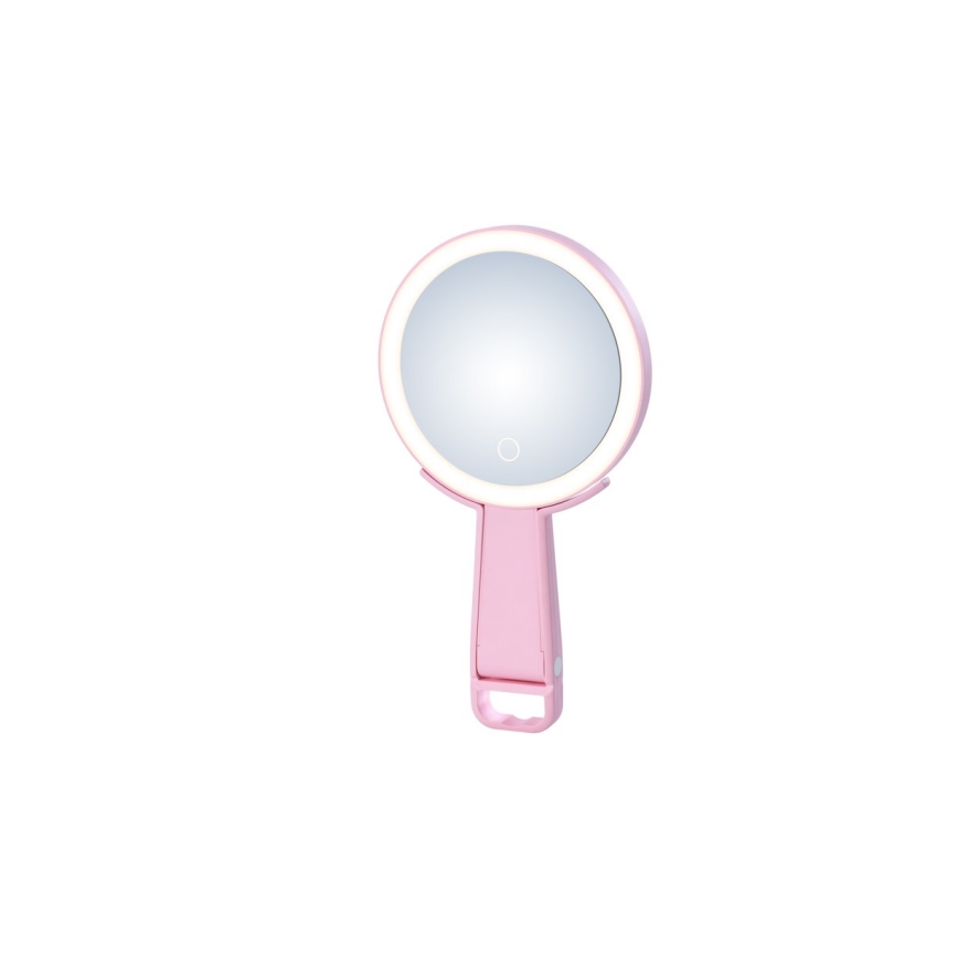 Immax 09102L - LED+CCT Dæmpbart kosmetikspejl SWEET LED/3W/5V rosa