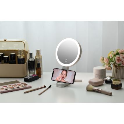 Immax 09103L - LED+CCT Dæmpbart kosmetikspejl SWEET LED/3W/5V hvid