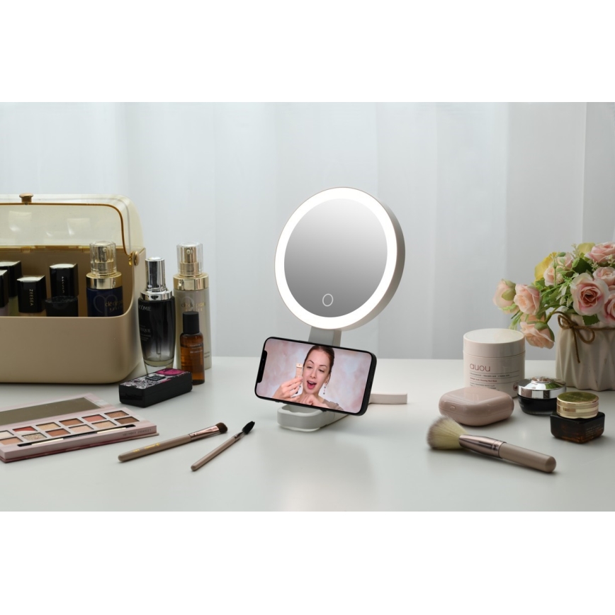 Immax 09103L - LED+CCT Dæmpbart kosmetikspejl SWEET LED/3W/5V hvid