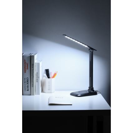 Dæmpbar LED-bordlampe med trådløs QI-opladning og USB LUMI LED/7W/230V, sort