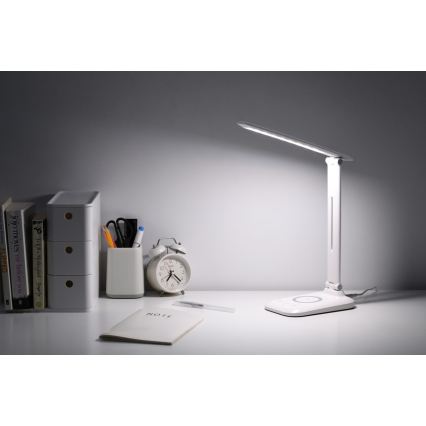 Dæmpbar LED-bordlampe med trådløs QI-opladning og USB LUMI LED/7W/230V hvid
