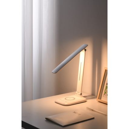 Dæmpbar LED-bordlampe med trådløs QI-opladning og USB LUMI LED/7W/230V hvid
