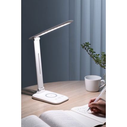 Dæmpbar LED-bordlampe med trådløs QI-opladning og USB LUMI LED/7W/230V hvid