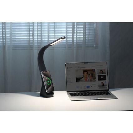 LED-dæmpbar bordlampe med trådløs opladning MAGIC LED/5W/230V sort