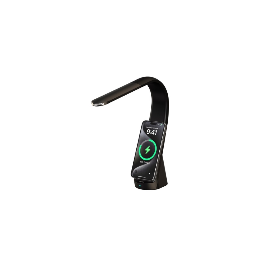 LED-dæmpbar bordlampe med trådløs opladning MAGIC LED/5W/230V sort