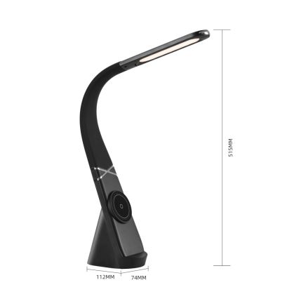 LED-dæmpbar bordlampe med trådløs opladning MAGIC LED/5W/230V sort