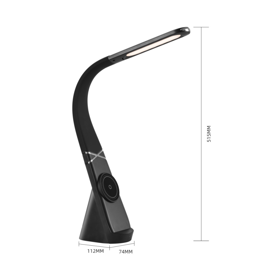 LED-dæmpbar bordlampe med trådløs opladning MAGIC LED/5W/230V sort