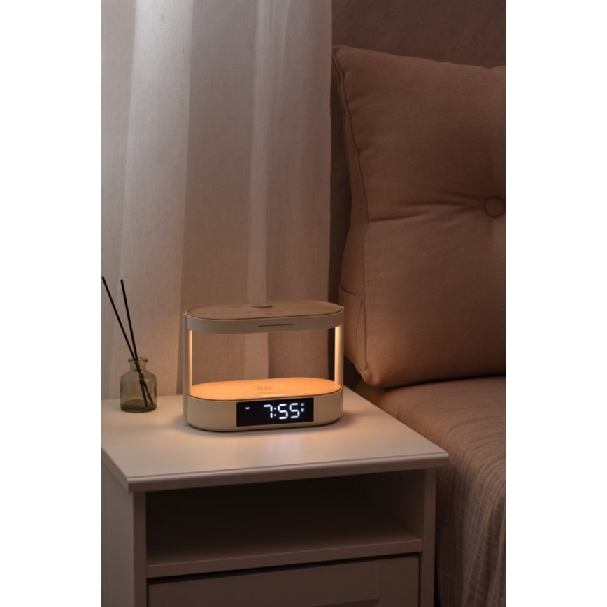 LED dæmpbar bordlampe med vækkeur og opladningsfunktion TRIPLE DOCK LED/1,5W/5V