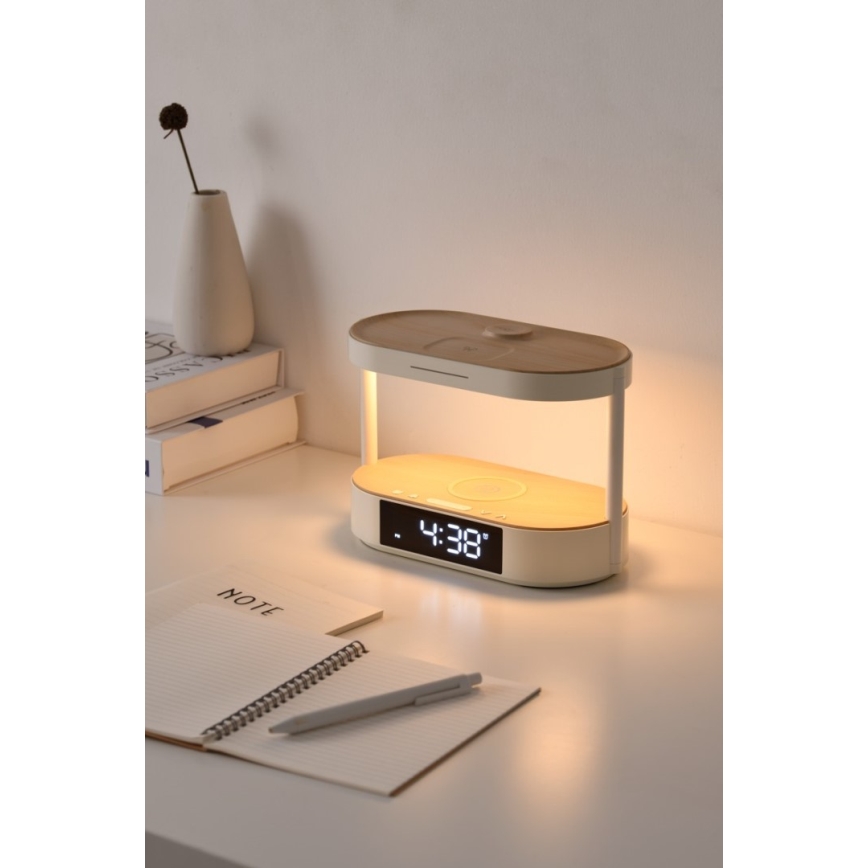 LED dæmpbar bordlampe med vækkeur og opladningsfunktion TRIPLE DOCK LED/1,5W/5V