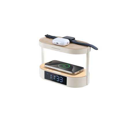 LED dæmpbar bordlampe med vækkeur og opladningsfunktion TRIPLE DOCK LED/1,5W/5V