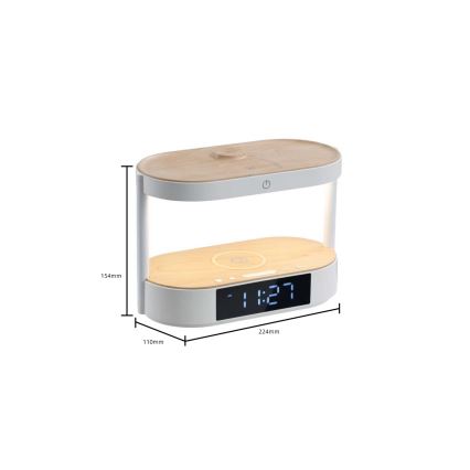 LED dæmpbar bordlampe med vækkeur og opladningsfunktion TRIPLE DOCK LED/1,5W/5V