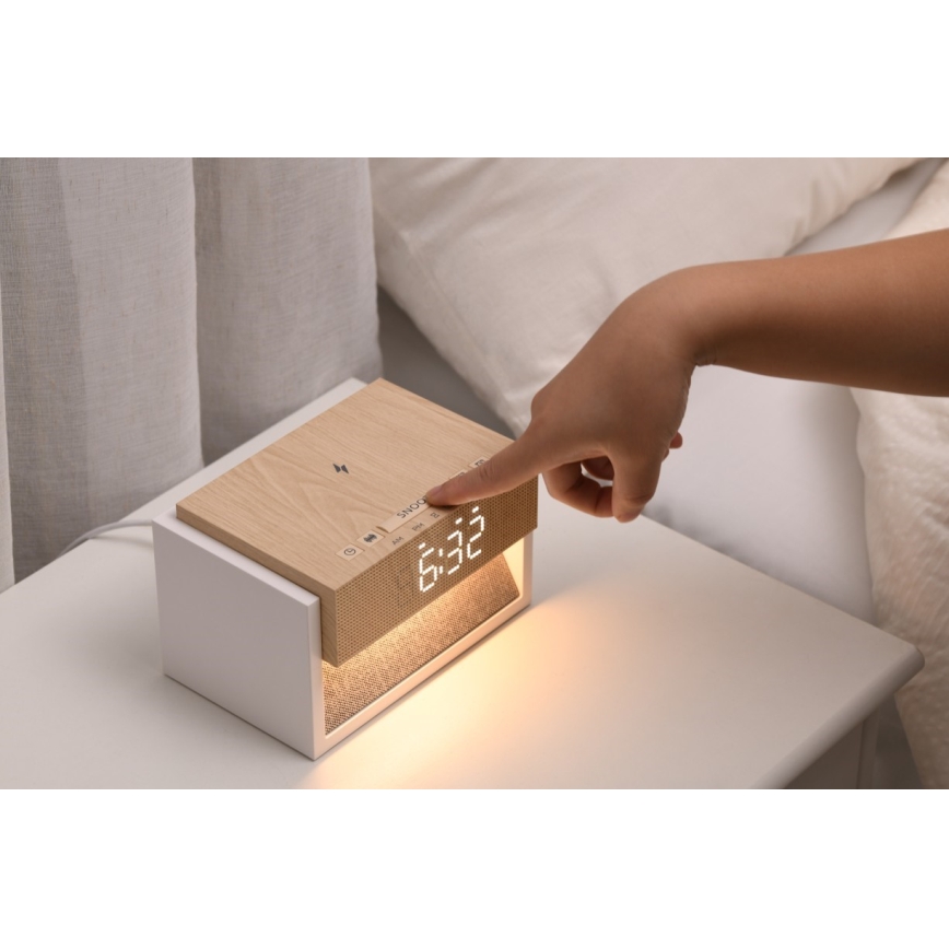 LED-bordlampe med vækkeur og opladning CALM LED/1,2W/5V
