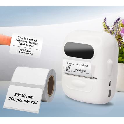 Digital labelprinter USB-C + selvklæbende labels 40x30mm