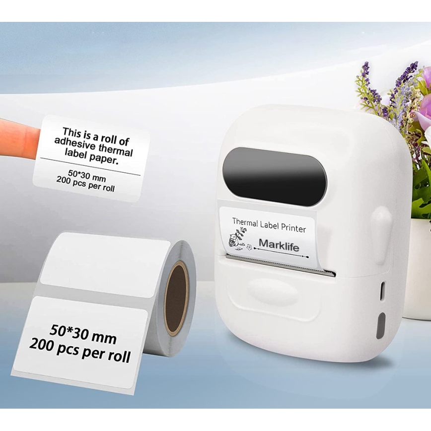 Digital labelprinter USB-C + selvklæbende labels 40x30mm