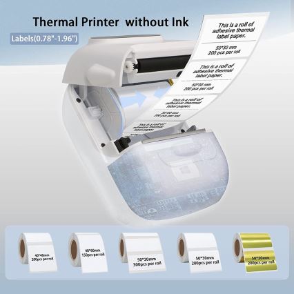 Digital labelprinter USB-C + selvklæbende labels 40x30mm