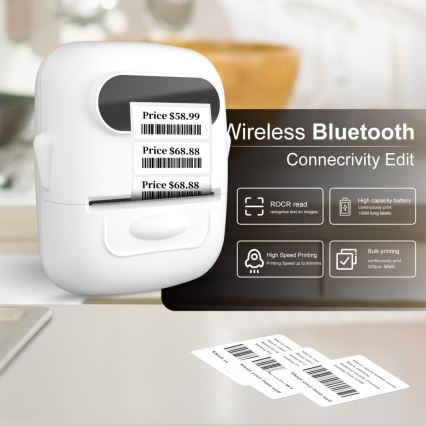 Digital labelprinter USB-C + 3x selvklæbende labels