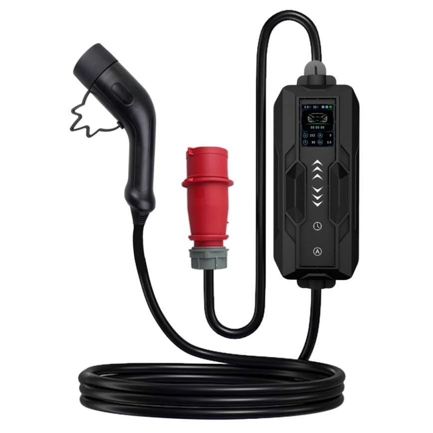 Immax - EV-ladestation til elbiler AC Type 2 16A/380V 11kW + stik 230V, 3,7kW 5 m + etui