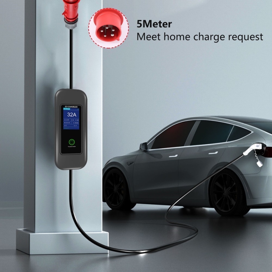 Immax - EV-ladestation til elbiler AC Type 2 32A/380V 22kW + stik 230V 5m Wi-Fi Tuya