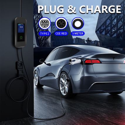 Immax - EV-ladestation til elbiler AC Type 2 32A/380V 22kW + stik 230V 5m Wi-Fi Tuya