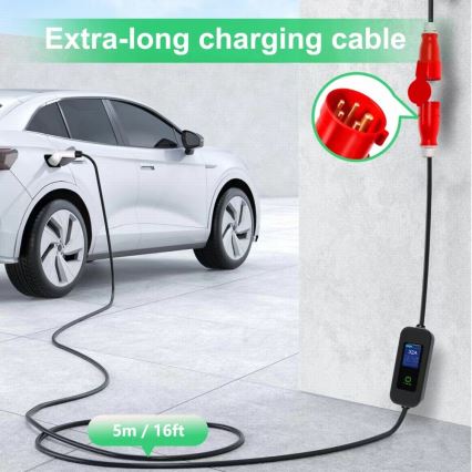 Immax - EV-ladestation til elbiler AC Type 2 32A/380V 22kW + stik 230V 5m Wi-Fi Tuya