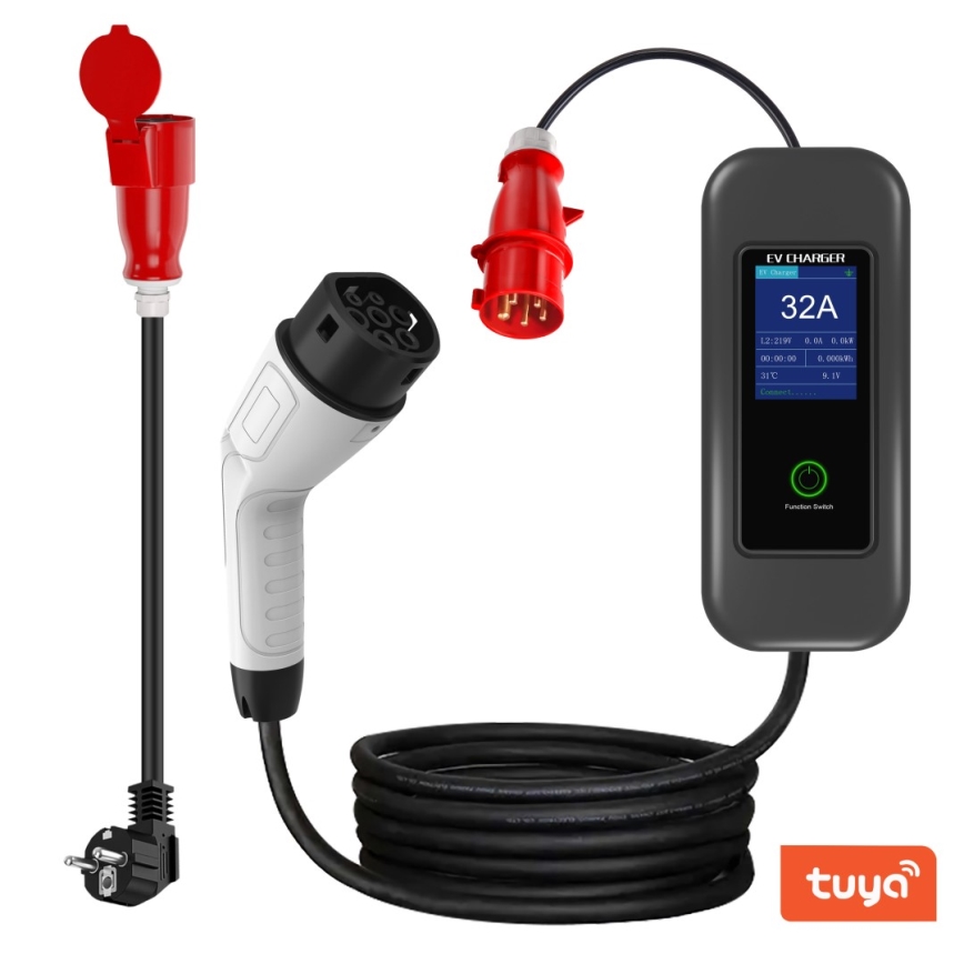 Immax - EV-ladestation til elbiler AC Type 2 32A/380V 22kW + stik 230V 5m Wi-Fi Tuya