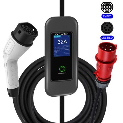 Immax - EV-ladestation til elbiler AC Type 2 32A/380V 22kW + stik 230V 5m Wi-Fi Tuya