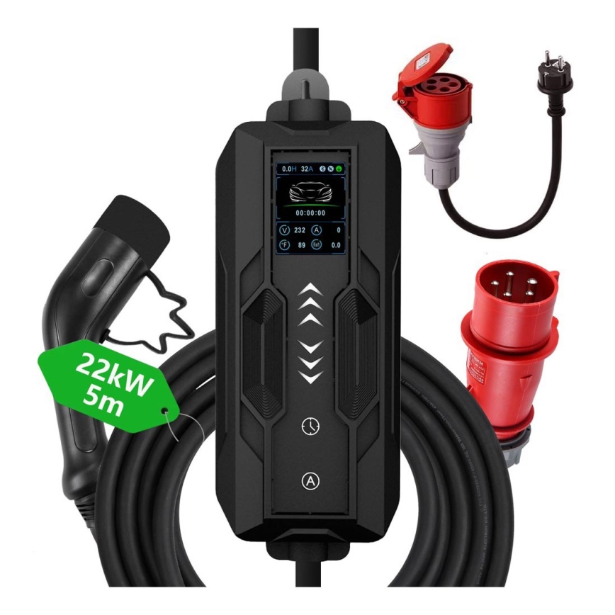 Immax - EV-ladestation til elbiler AC Type 2 32A/380V 22kW 5 m + etui