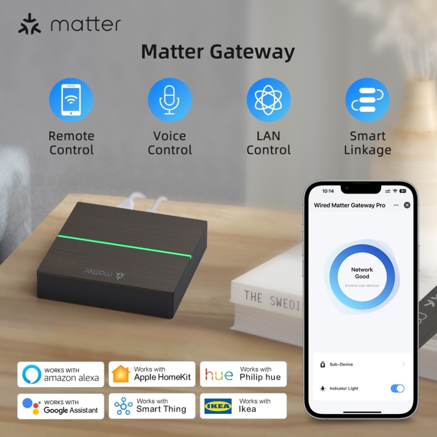 Immax NEO 07117-5 - MATTER BRIDGE smart gateway til Zigbee 3.0, 230 V, Wi‑Fi