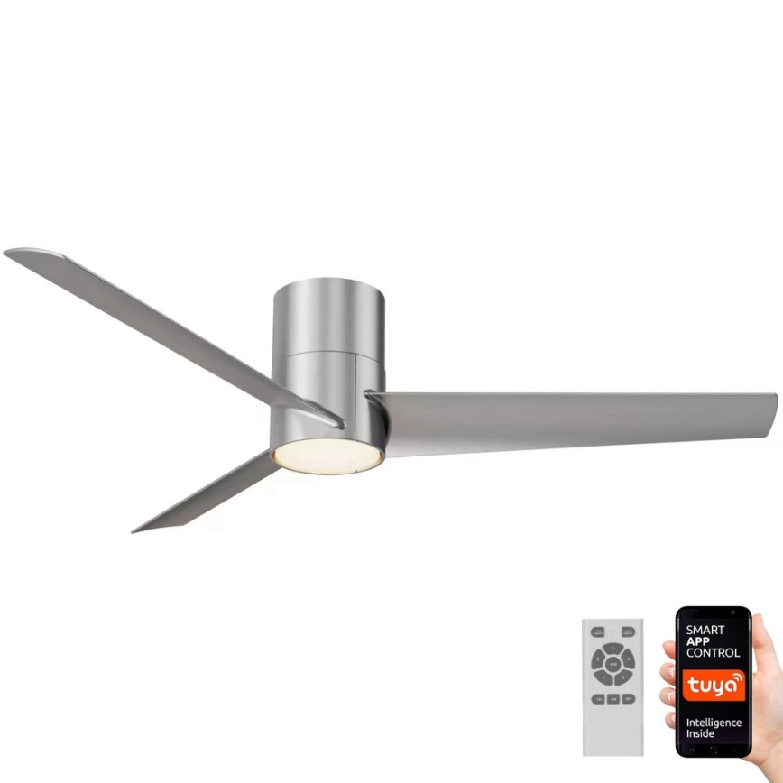 Immax NEO 07135-S - LED loftventilator dæmpbar FRESH LED/18W/230V Wi-Fi Tuya mat krom + fjernbetjening