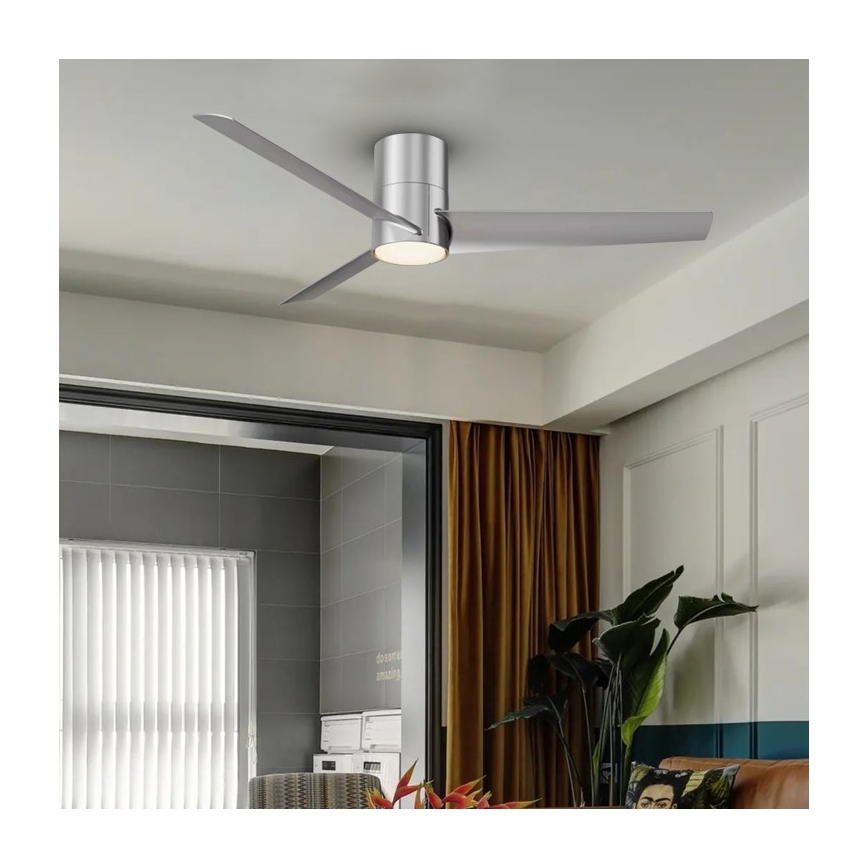 Immax NEO 07135-S - LED loftventilator dæmpbar FRESH LED/18W/230V Wi-Fi Tuya mat krom + fjernbetjening