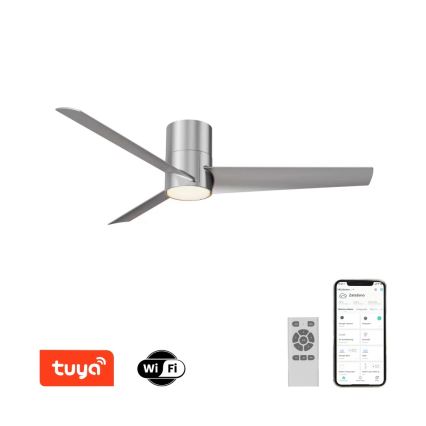 Immax NEO 07135-S - LED loftventilator dæmpbar FRESH LED/18W/230V Wi-Fi Tuya mat krom + fjernbetjening