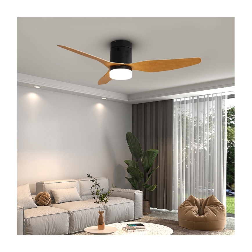 Immax NEO 07142-B - LED loftventilator NEO LITE FRESCO LED/18W/230V Tuya Wi-Fi sort/træ + fjernbetjening
