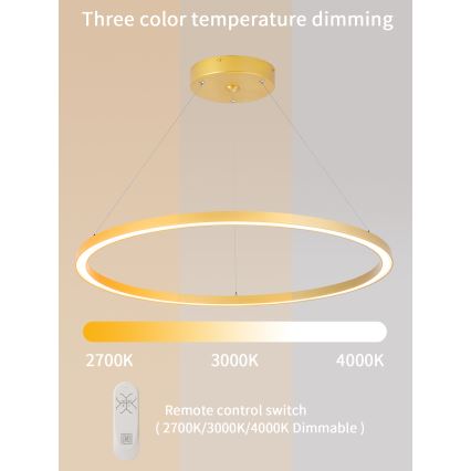 Immax NEO 07159-G80 - LED pendel dæmpbar FINO LED/60W/230V Tuya guldfarvet + fjernbetjening