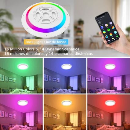 Immax NEO 07166-B40 - LED loftlampe RGB+CCT dæmpbar NEO LITE TUDO LED/50W/230V Wi-Fi Tuya sort + fjernbetjening