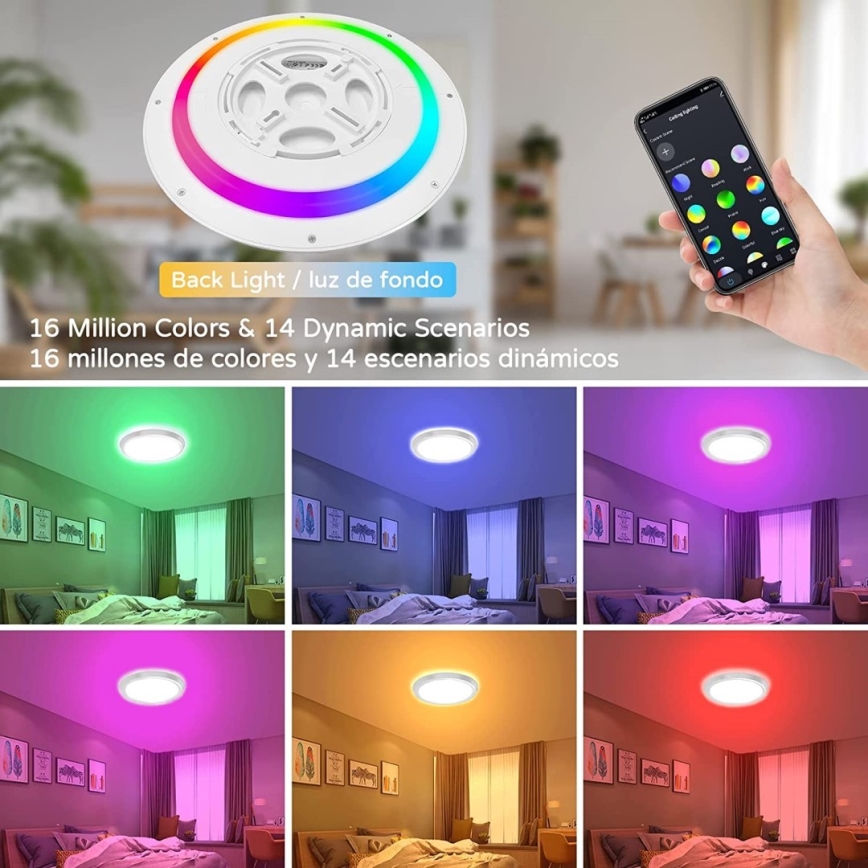 Immax NEO 07166-B40 - LED loftlampe RGB+CCT dæmpbar NEO LITE TUDO LED/50W/230V Wi-Fi Tuya sort + fjernbetjening