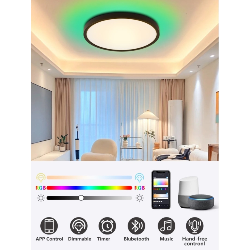 Immax NEO 07166-B40 - LED loftlampe RGB+CCT dæmpbar NEO LITE TUDO LED/50W/230V Wi-Fi Tuya sort + fjernbetjening