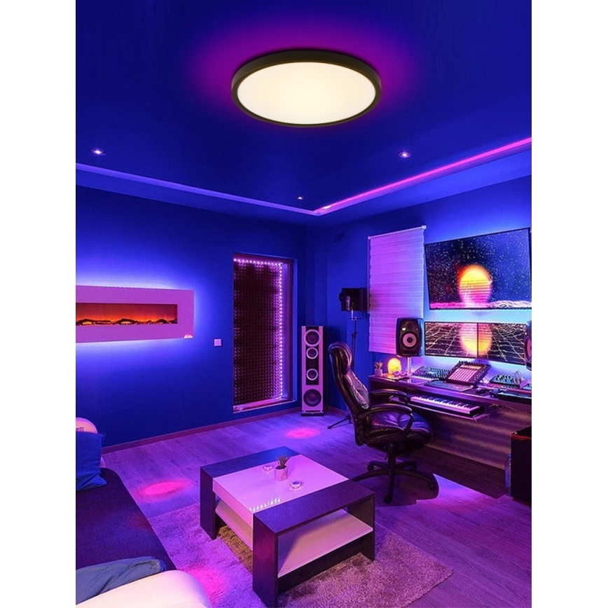 Immax NEO 07166-B40 - LED loftlampe RGB+CCT dæmpbar NEO LITE TUDO LED/50W/230V Wi-Fi Tuya sort + fjernbetjening