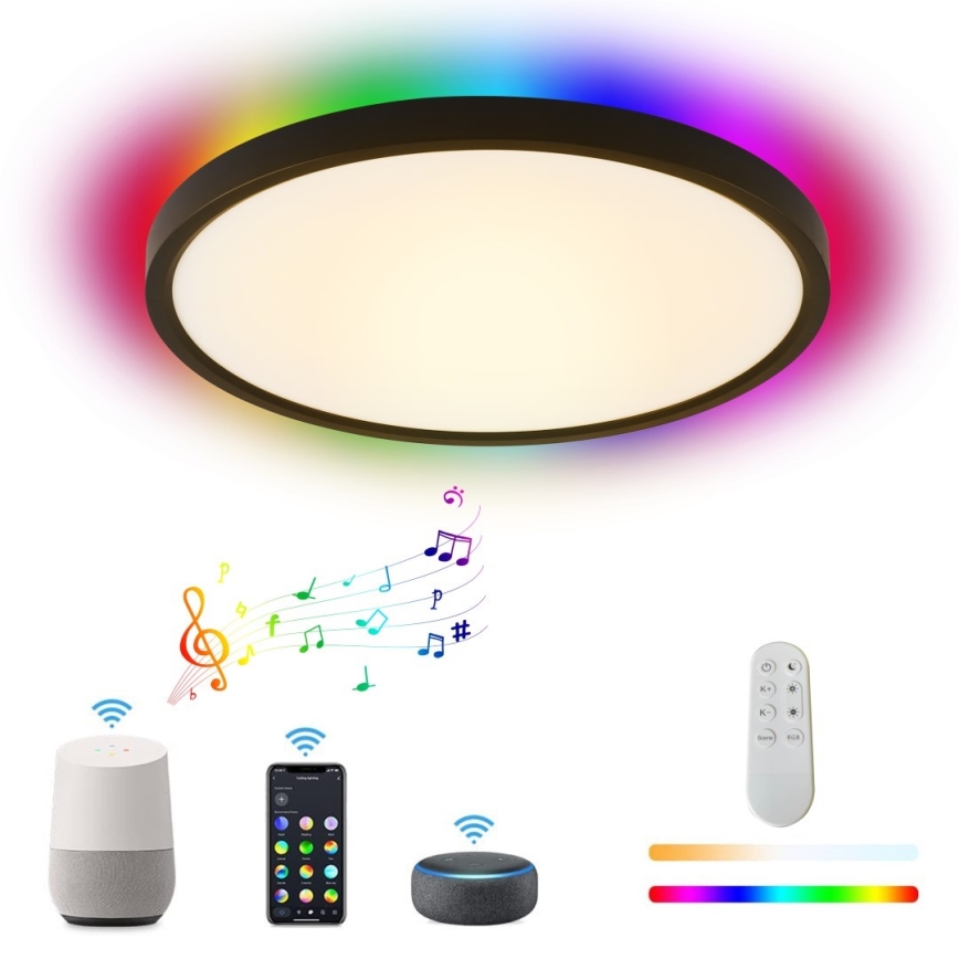 Immax NEO 07166-B40 - LED loftlampe RGB+CCT dæmpbar NEO LITE TUDO LED/50W/230V Wi-Fi Tuya sort + fjernbetjening