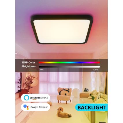 Immax NEO 07167-B40 - LED loftlampe dæmpbar RGB+CCT NEO LITE TUDO LED/50W/230V Wi-Fi Tuya sort + fjernbetjening