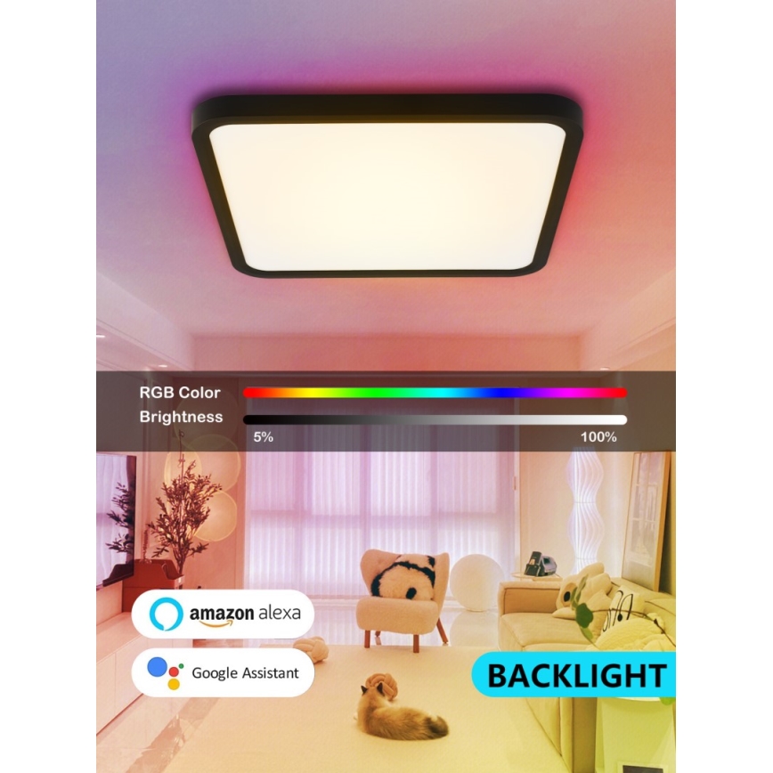Immax NEO 07167-B40 - LED loftlampe dæmpbar RGB+CCT NEO LITE TUDO LED/50W/230V Wi-Fi Tuya sort + fjernbetjening