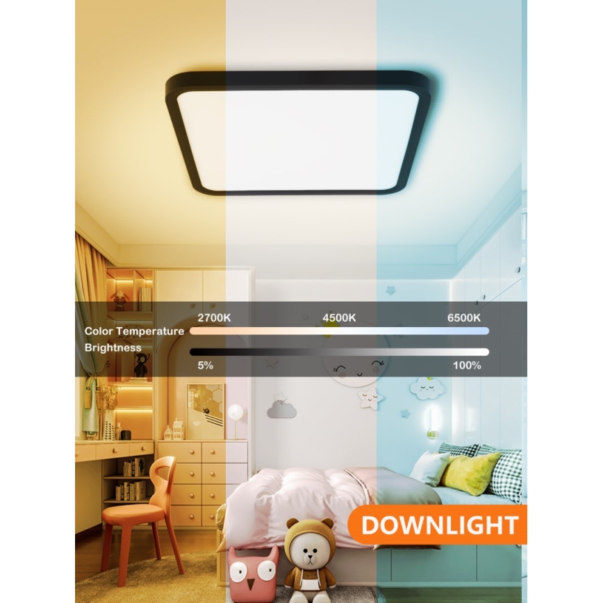 Immax NEO 07167-B40 - LED loftlampe dæmpbar RGB+CCT NEO LITE TUDO LED/50W/230V Wi-Fi Tuya sort + fjernbetjening